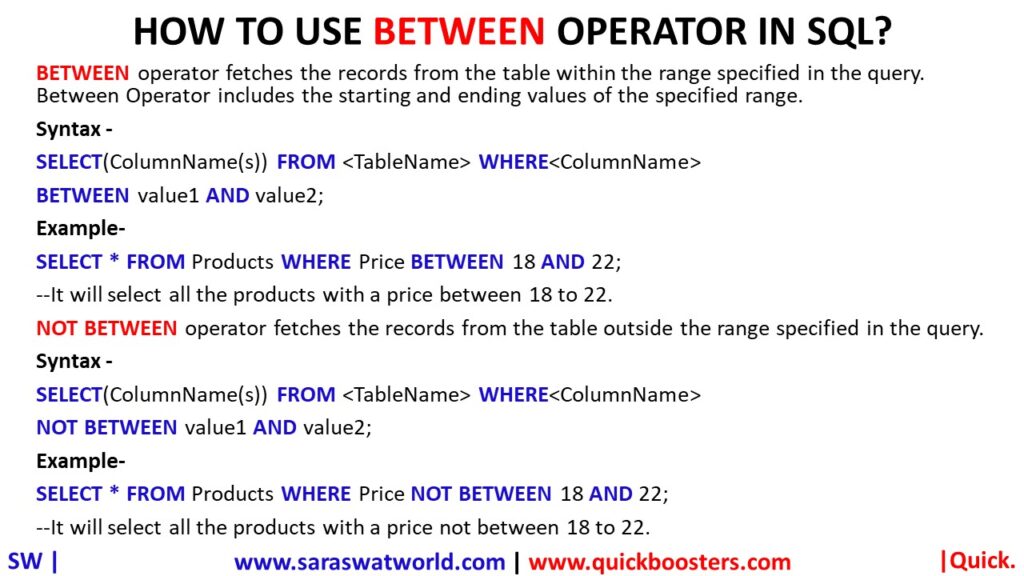 how-to-use-between-operator-in-sql-quickboosters