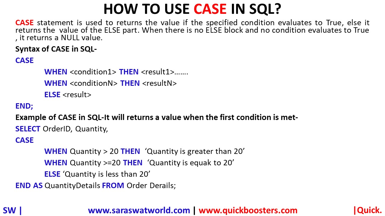 How To Use Case In Sql Quickboosters 0965