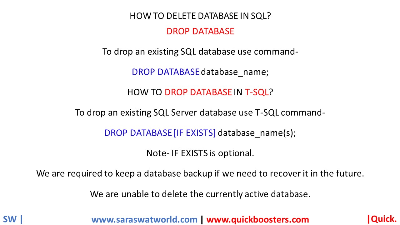 HOW TO DELETE DATABASE IN SQL