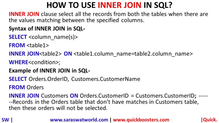 HOW TO USE INNER JOIN IN SQL – QuickBoosters