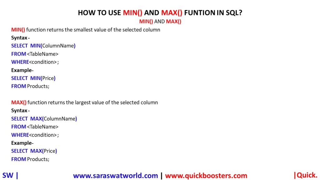 how-to-use-min-and-max-funtion-in-sql-quickboosters