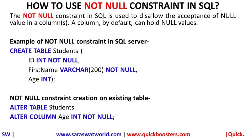 How To Add Not Null Constraint In Oracle