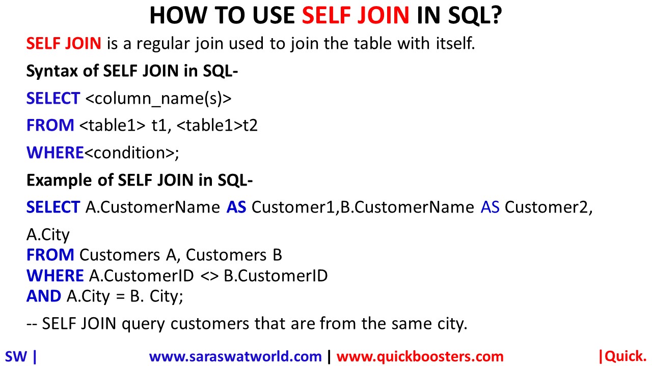 HOW TO USE SELF JOIN IN SQL