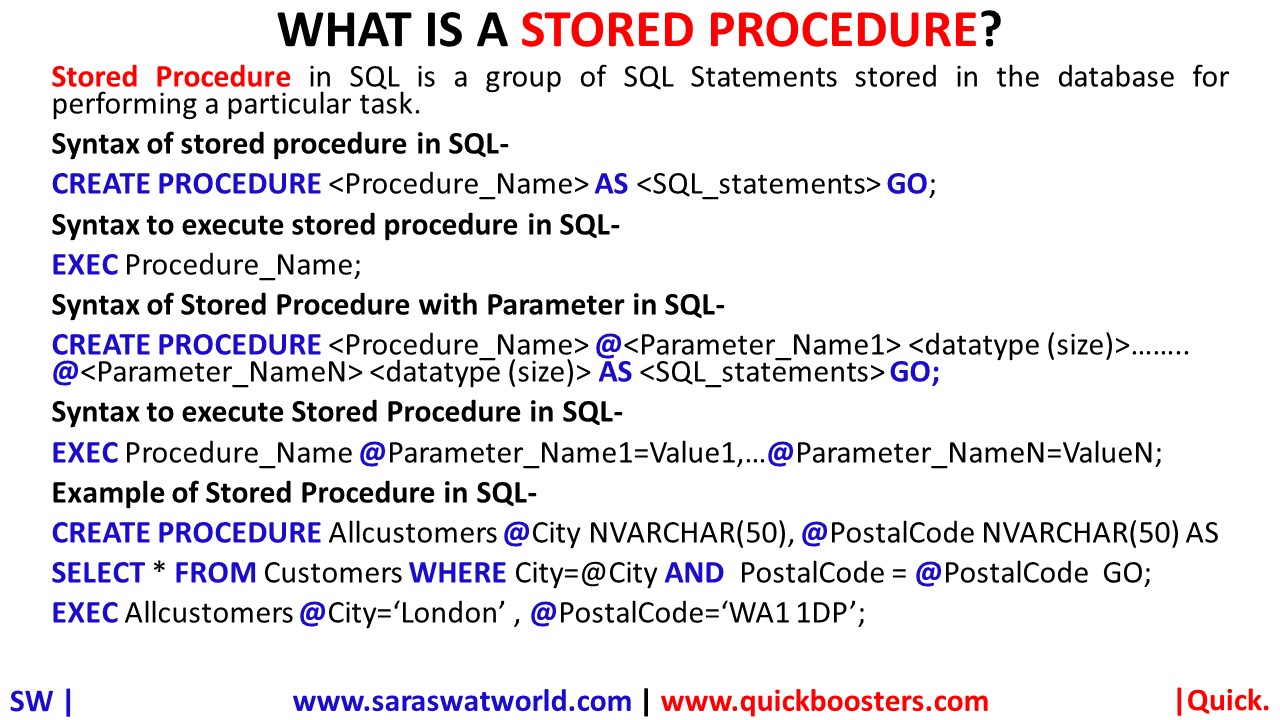 WHAT IS A STORED PROCEDURE